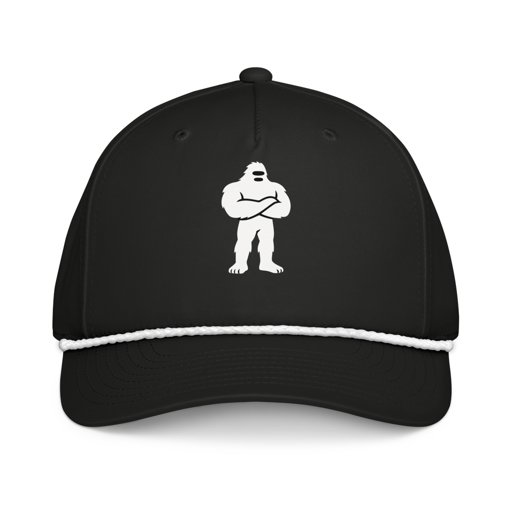 Alpha Tracks Cap black front – Sasquatch Nation rope cap front view