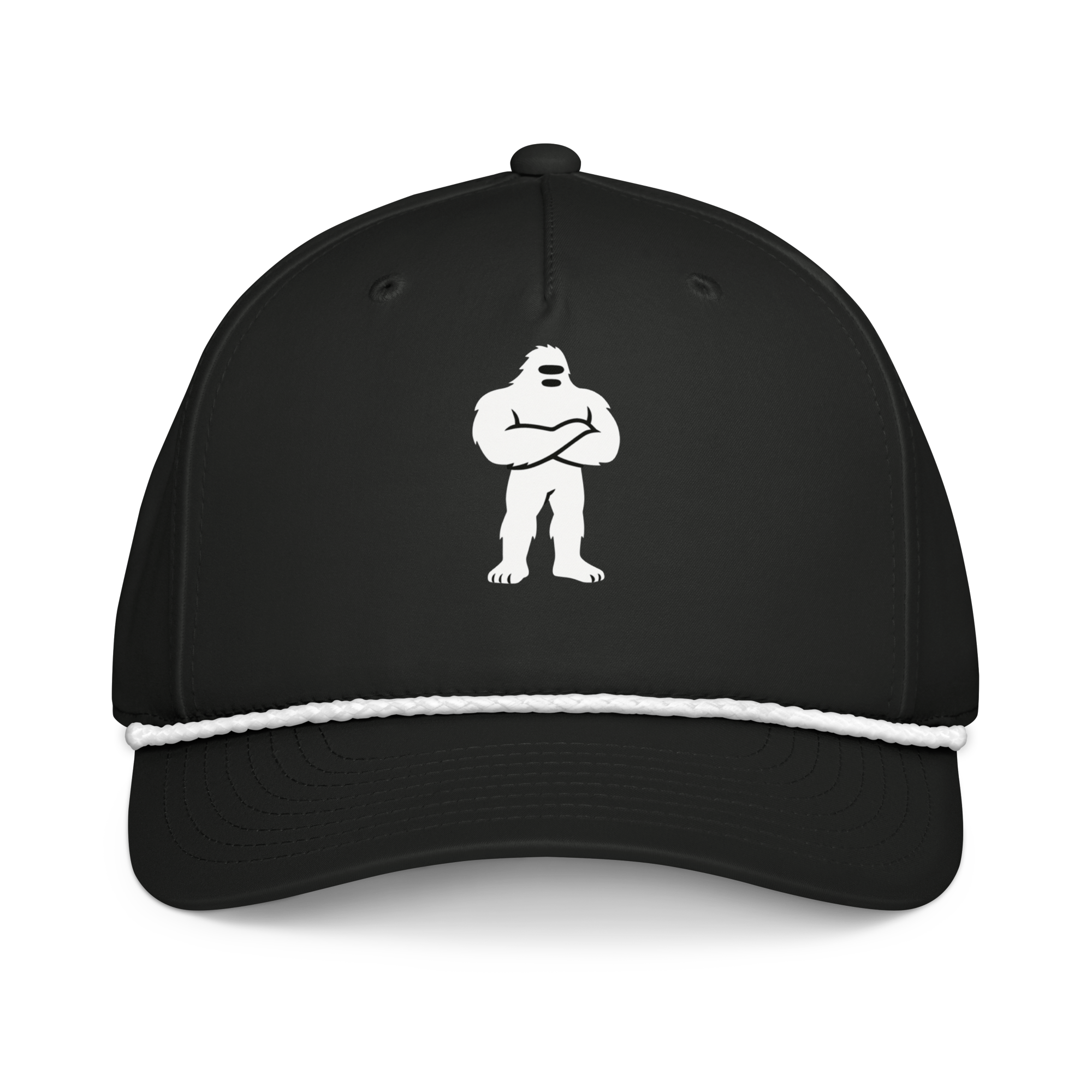 Alpha Tracks Cap black front – Sasquatch Nation rope cap front view