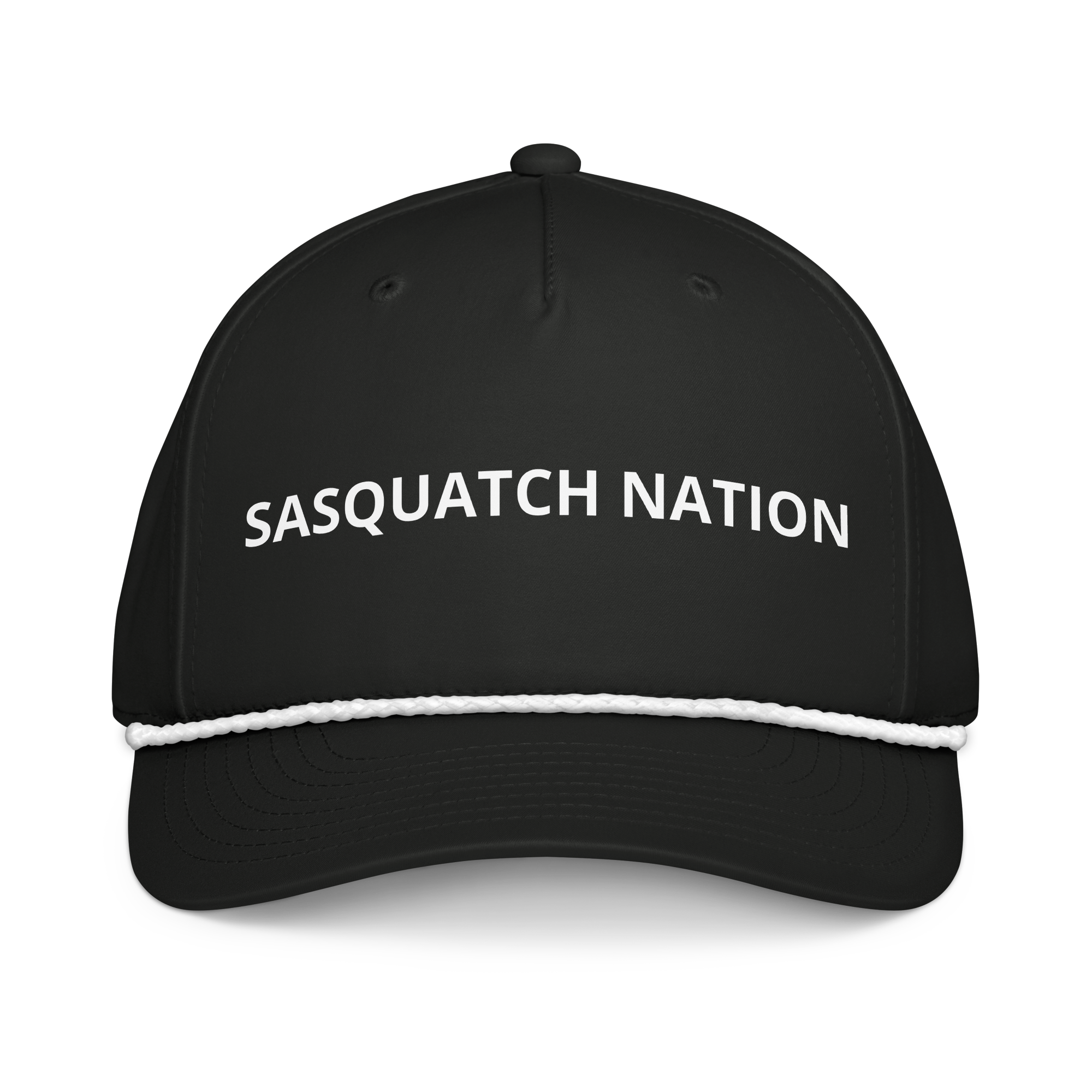 Trailborn Cap black front – Sasquatch Nation rope cap front view