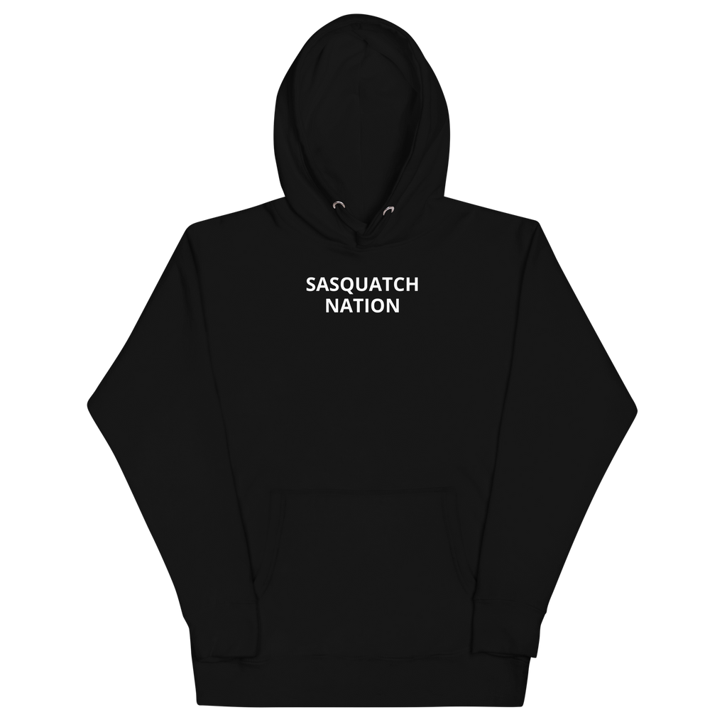 Off-Grid Hoodie black front – Sasquatch Nation hoodie front view