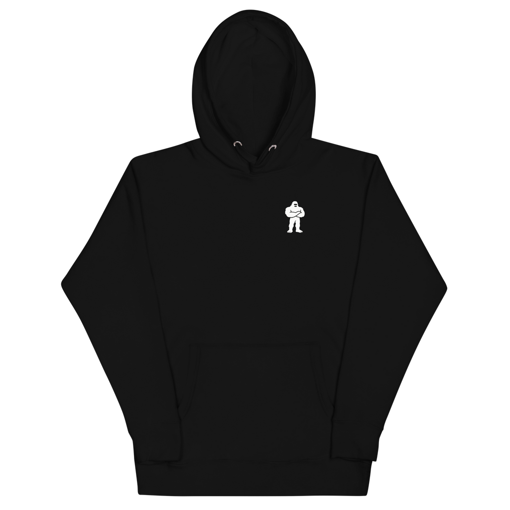 Wilderness Hoodie black front – Sasquatch Nation gym wear black hoodie front view