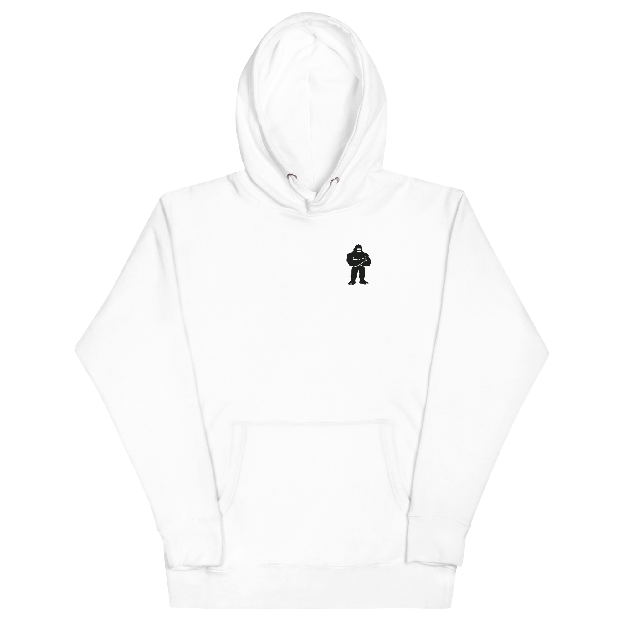 Wilderness Hoodie white front – Sasquatch Nation gym wear white hoodie front view
